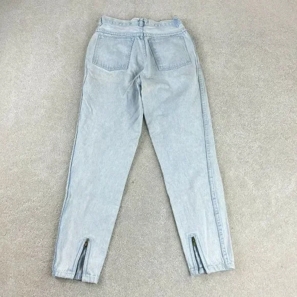Vtg 80s Stefano Jeans Womens 8 Acid WashTapered Leg High Rise Zipper Cuff* - Picture 3 of 10